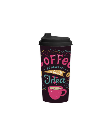 Gobelet 470ml type mug simple paroi pour café ou thé Contenance:0,470L Décor:Coffee is always a good idea
