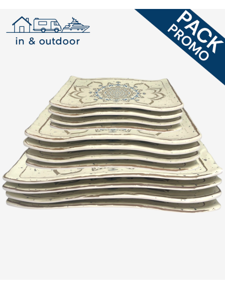 Service 12 pièces rectangles, Casablanca (4 personnes) - Charme et Élégance pour Votre Table