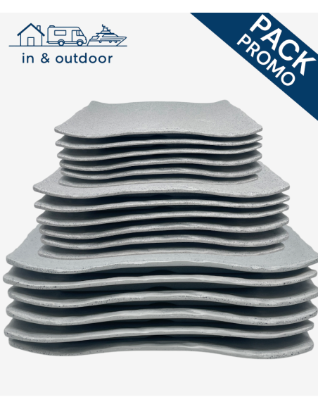 Service 18 pièces rectangles, Gris Granite (6 personnes) - Élégance et Modernité sur Votre Table