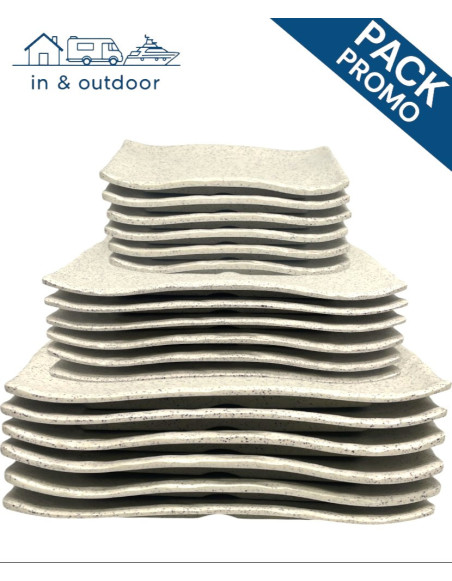 Service 18 pièces rectangles, Blanc Granite (6 personnes) - Chic et Chic pour Vos Repas