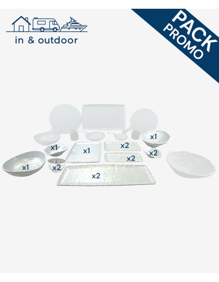Buffet 14 pièces de présentations, Blanc Granite - Un Service Complet et Élégant pour Vos Repas