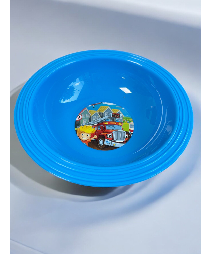 Assiette creuse 1L, décor camion de pompier