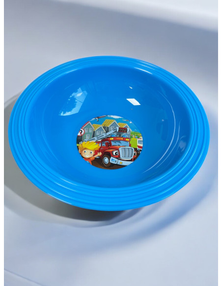 Assiette creuse 1L, décor camion de pompier