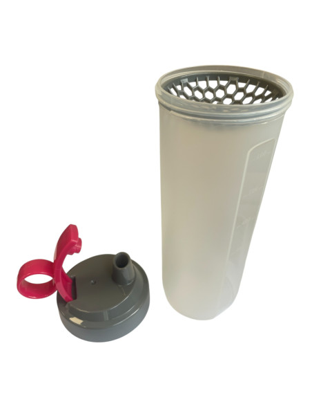 Gourde shaker sport, graduée, 600 ml, Rose,Transparent 