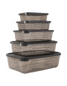 Set 5 boîtes alimentaires grises, 0,35L - 0,6L - 1,05L - 1,75L - 3,1L 