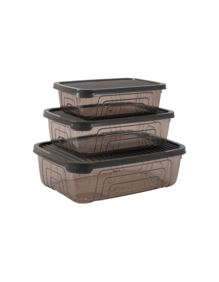 Set 3 boîtes alimentaires grises, 0,6L - 1,05L - 1,75L 