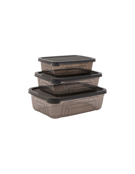 Set 3 boîtes alimentaires grises, 0,35L - 0,6L - 1,05L 