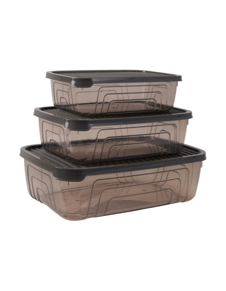 Set 3 boîtes alimentaires grises, 1,05L - 1,75L - 3,1L 