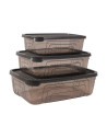 Set 3 boîtes alimentaires grises, 1,05L - 1,75L - 3,1L 