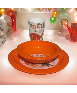 Set Dinosaure de 3 pièces petit déjeuner enfant (bol, verre, et assiette) 
