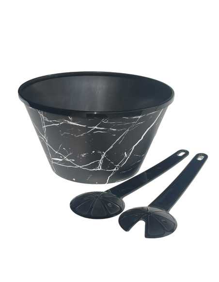 Saladier & couverts 4,6 litres, Noir, Marbre