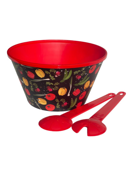 Saladier & couverts 4,6 litres, Rouge, Légumes