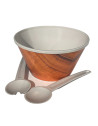 Saladier & couverts 4,6 litres, Blanc, Bois