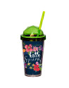 Gobelet thermo 540ml avec paille, décor Printemps, type : Diamant 