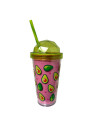 Gobelet thermo 540ml avec paille, décor Avocat, type : Diamant 