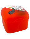 Boîte pique-nique orange avec saucière et fourchette grise 
