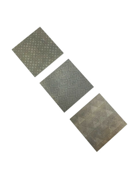 Triptyque dessous de plats corten en grès cérame 3 motifs 