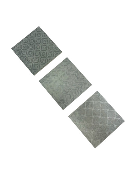 Triptyque dessous de plats gris en grès cérame 3 motifs 
