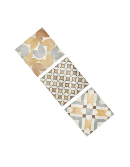 Triptyque dessous de plats jaunes en grès cérame 3 motifs 