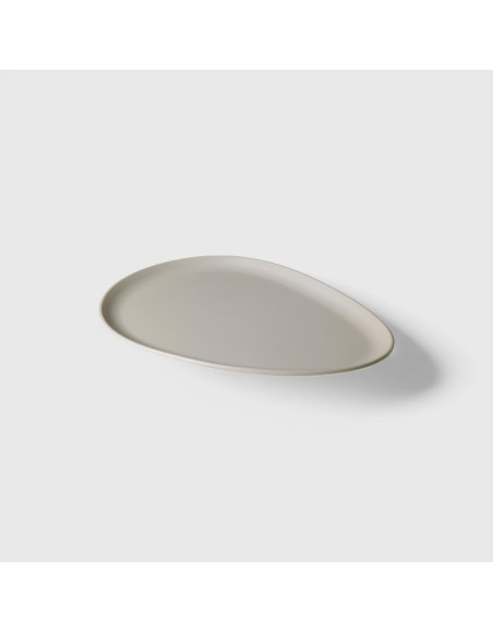 Assiette elliptique gris clair mélamine Dimensions:dessert - 25x15x1,8 cm