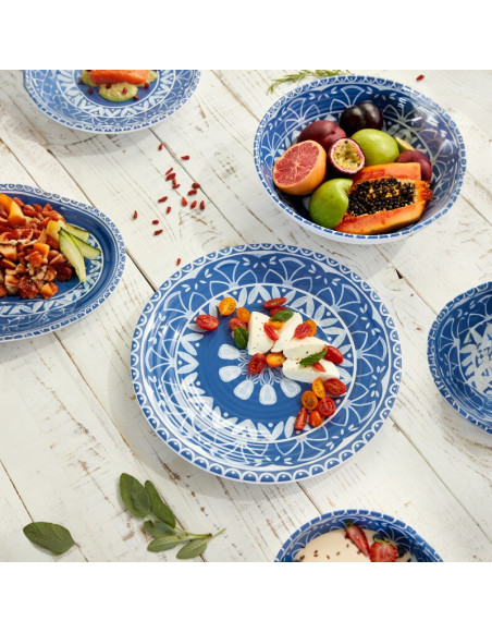 Assiette platee en mélamine collection : ITACA Dimensions:dessert - Ø21,5x2 cm