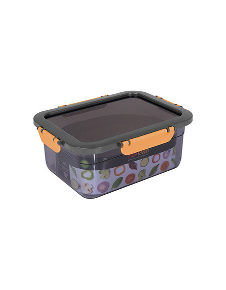 Boîte de conservation alimentaire noire avec clips de fermeture Contenance:2.2 litres