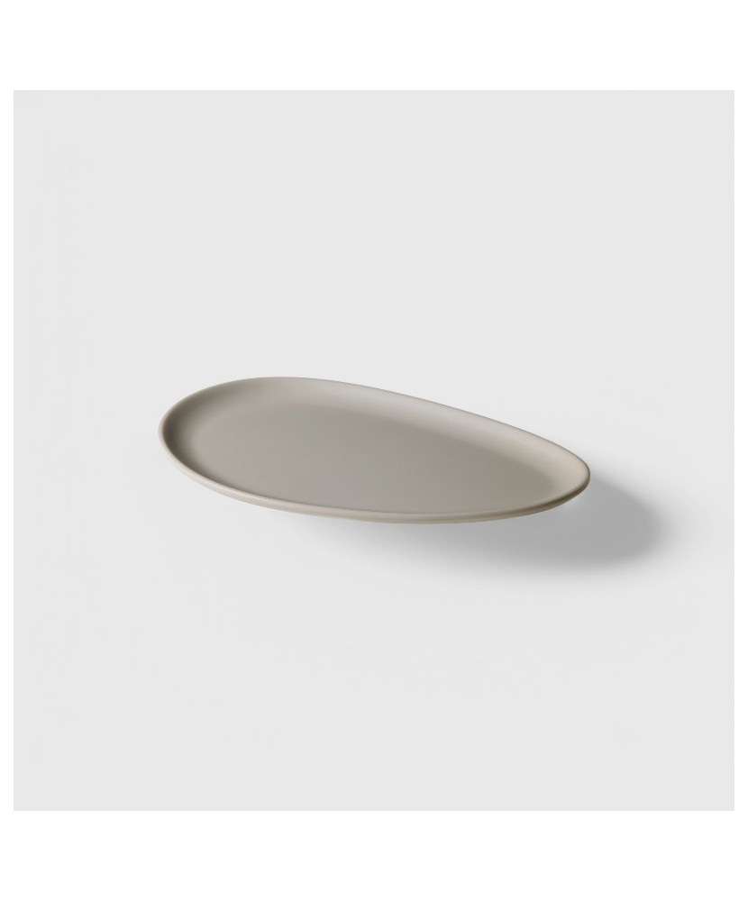Assiette elliptique gris clair mélamine Dimensions:Grande - 35x24,8x1,6 cm