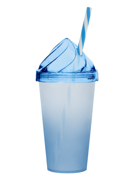 Gobelet, fumé et couvercle "glace" Couleur:Bleu