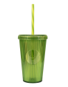 Gobelet 660ml strié neutre avec paille Couleur:Vert