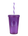 Gobelet 660ml strié neutre avec paille Couleur:Violet