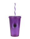 Gobelet 660ml strié décor soleil avec paille Couleur:Violet