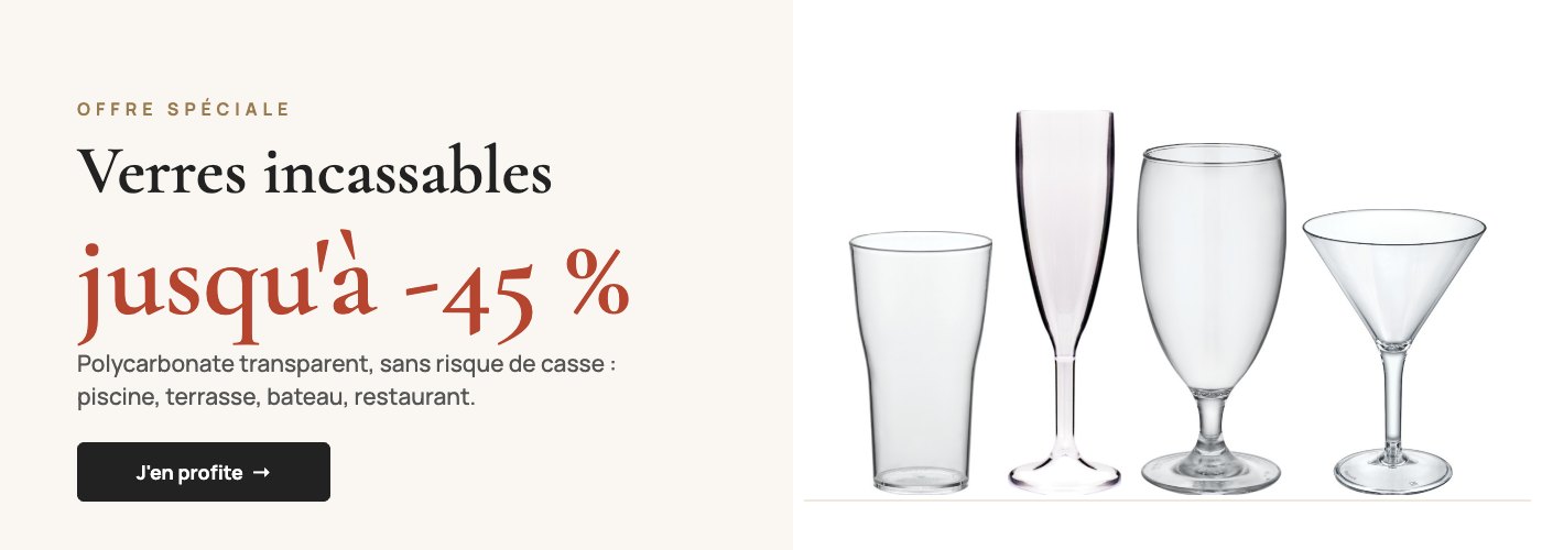 Verres incassables en polycarbonate jusqu'à -45 %